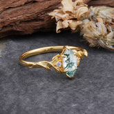 Dazzling Marquise Natural Moss Agate Engagement Ring
